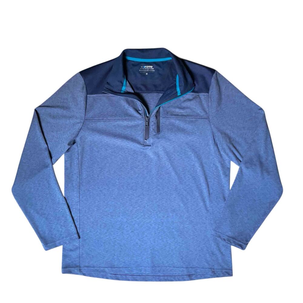 Vineyard Vines Performance On-The-Go Shep Shirt In Oxbow Blue M Quarter Zip Golf